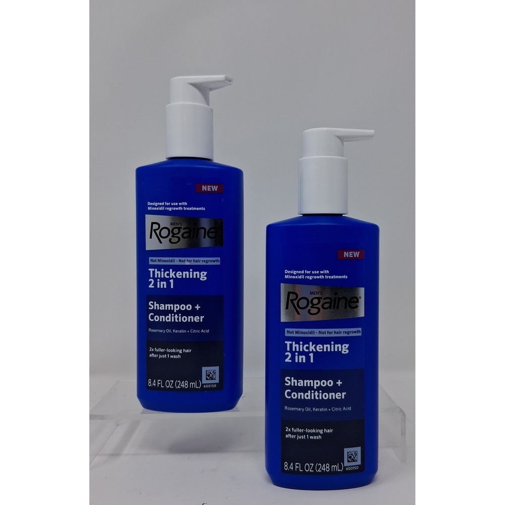 2pk Mens Rogaine‎ Thickening 2 in 1 Shampoo Conditioner Rosemary Keratin 8.4oz